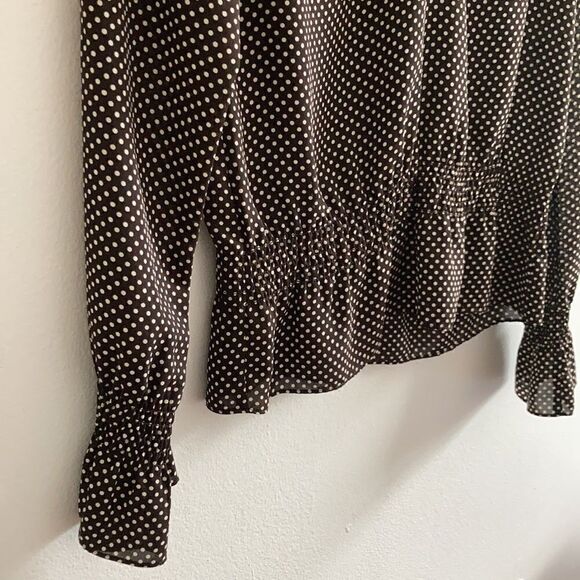 Ann Taylor XSP Bell Sleeve Polka Dotted Elastane Long Sleeve - Picture 4 of 15